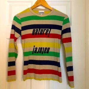 Ganni l/s striped shirt